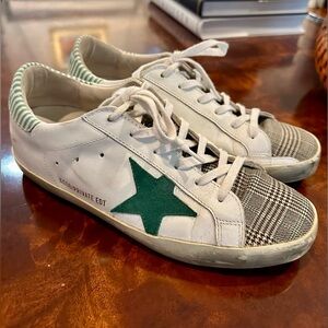 Golden Goose Superstar Sneakers Size 39 with plaid and stripe detailing